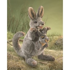 Folkmanis Hand Puppet - Kangaroo with Joey